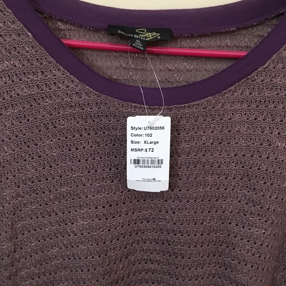 Suzanne Betro Purple Top with Lace Hem Flowing Romantic Size XL NWT - Picture 5 of 6